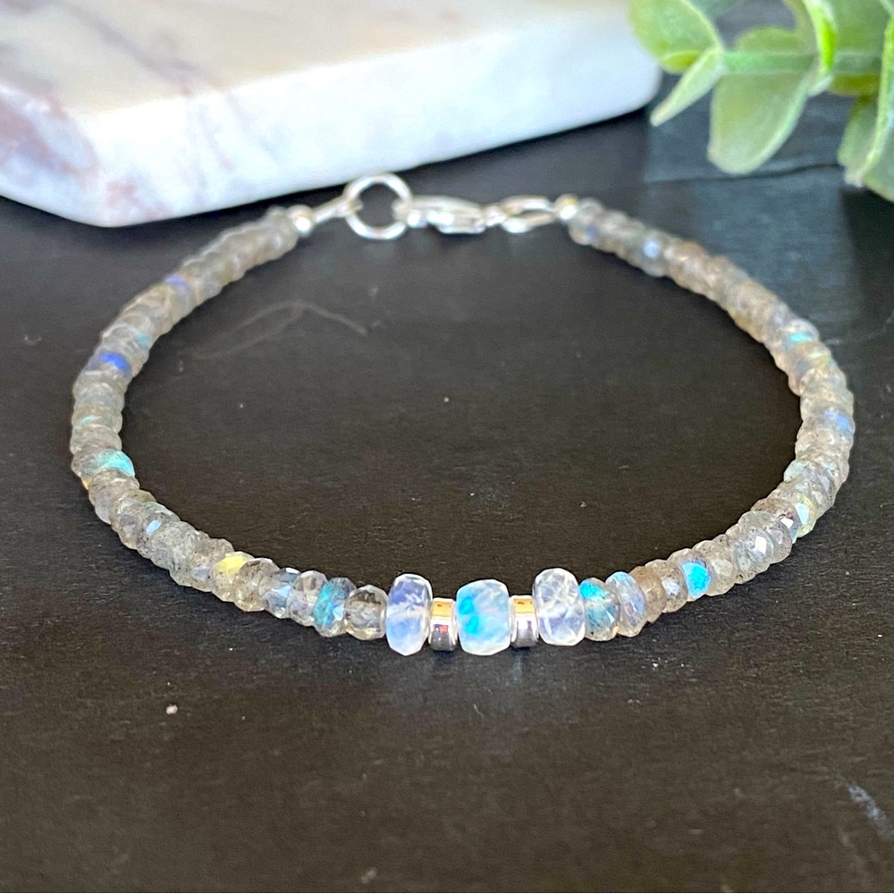 Blue Moonstone Labradorite Bracelet Gemstone